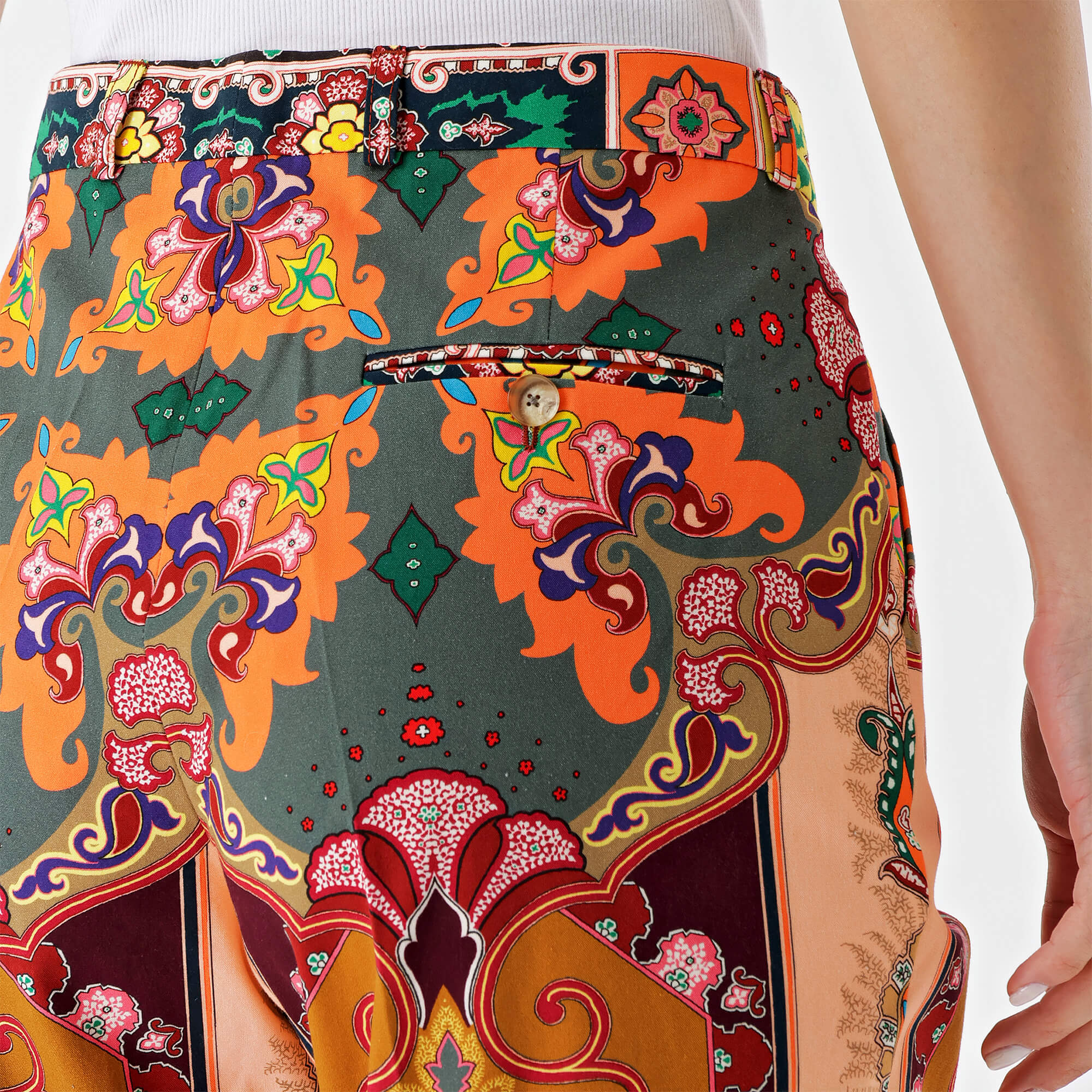 Etro-Multicolor Cotton Paisley Printed  Pants